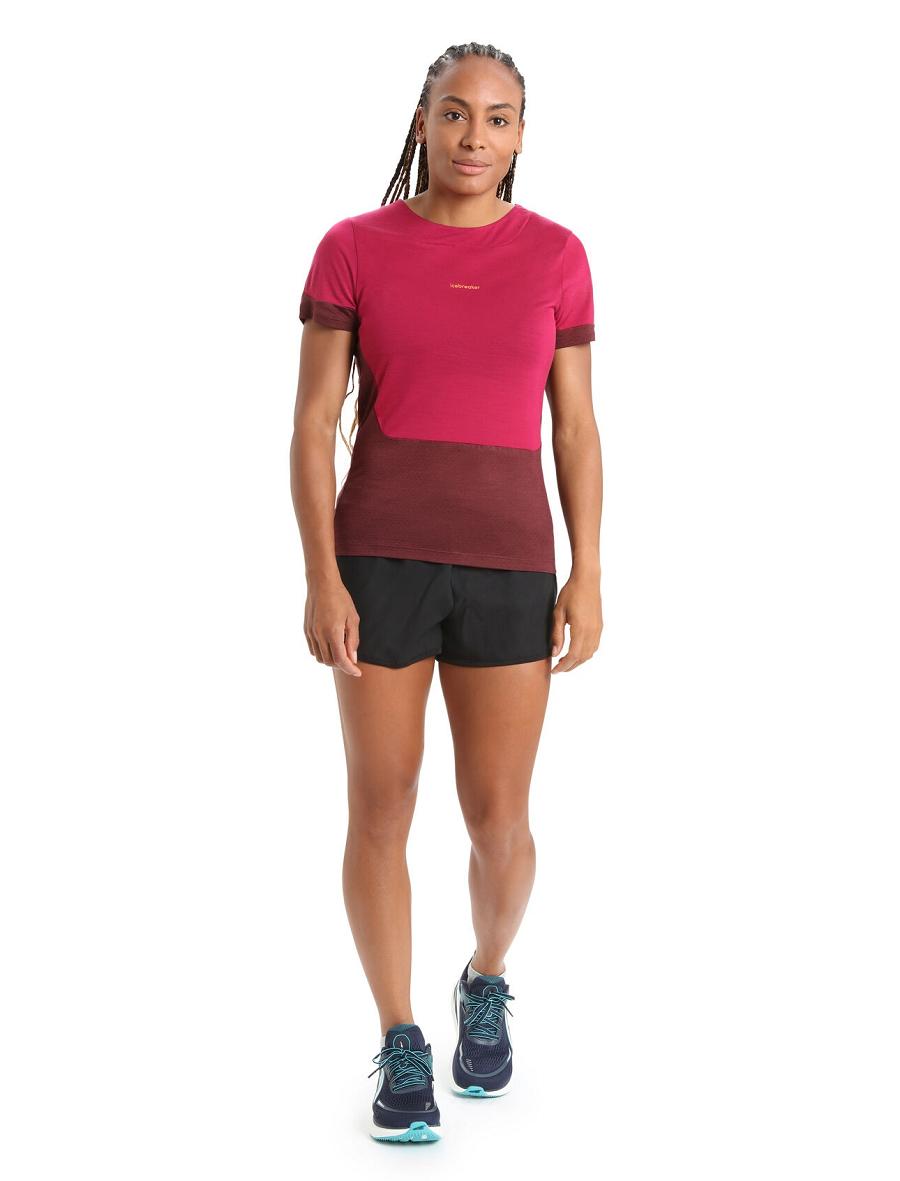 Cherry / Espresso Icebreaker ZoneKnit™ Merino Short Sleeve Slit Back Women's T Shirts | AU 1602MQZA